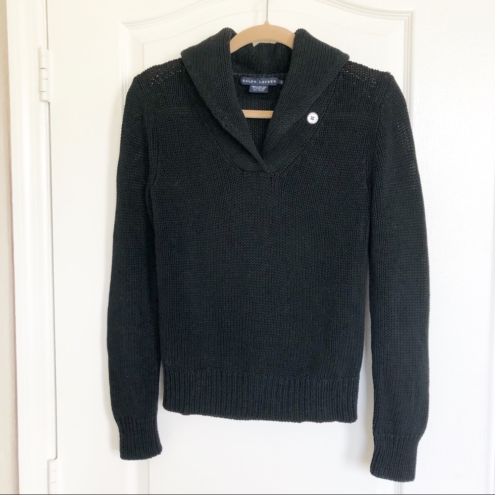 RALPH LAUREN Blue Label Shawl Collar Sweater in S